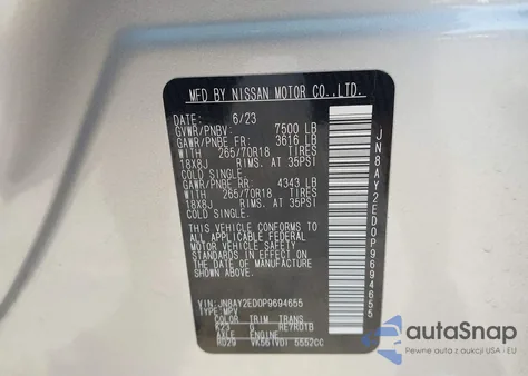 2023 Nissan Armada S 4Wd from USA, damaged, VIN JN8AY2ED0P9694655